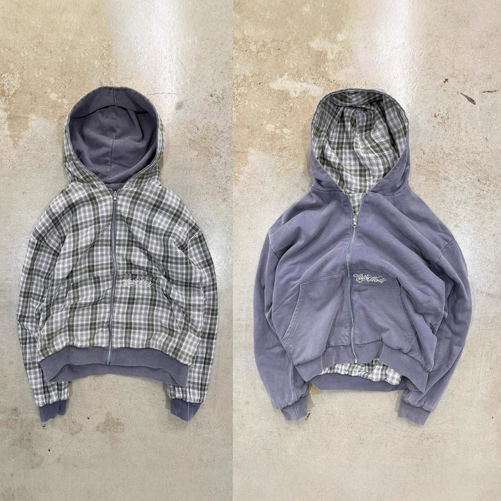 Damen gestreifte Kapuzenjacke mit doppeltem Material Drune