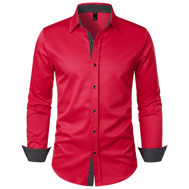Herren Maßgeschneiderte Formelle Button-Up Hemd mit Kontrast Manschetten Details Drune