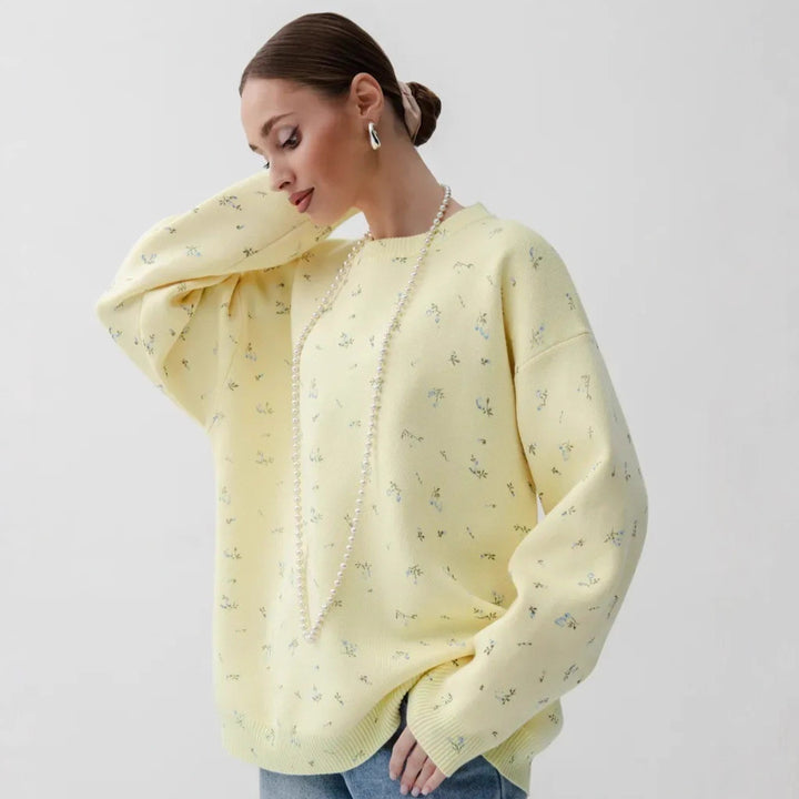 Damen lässiger Sweatpullover mit floralem Design und oversized Schnitt Drune
