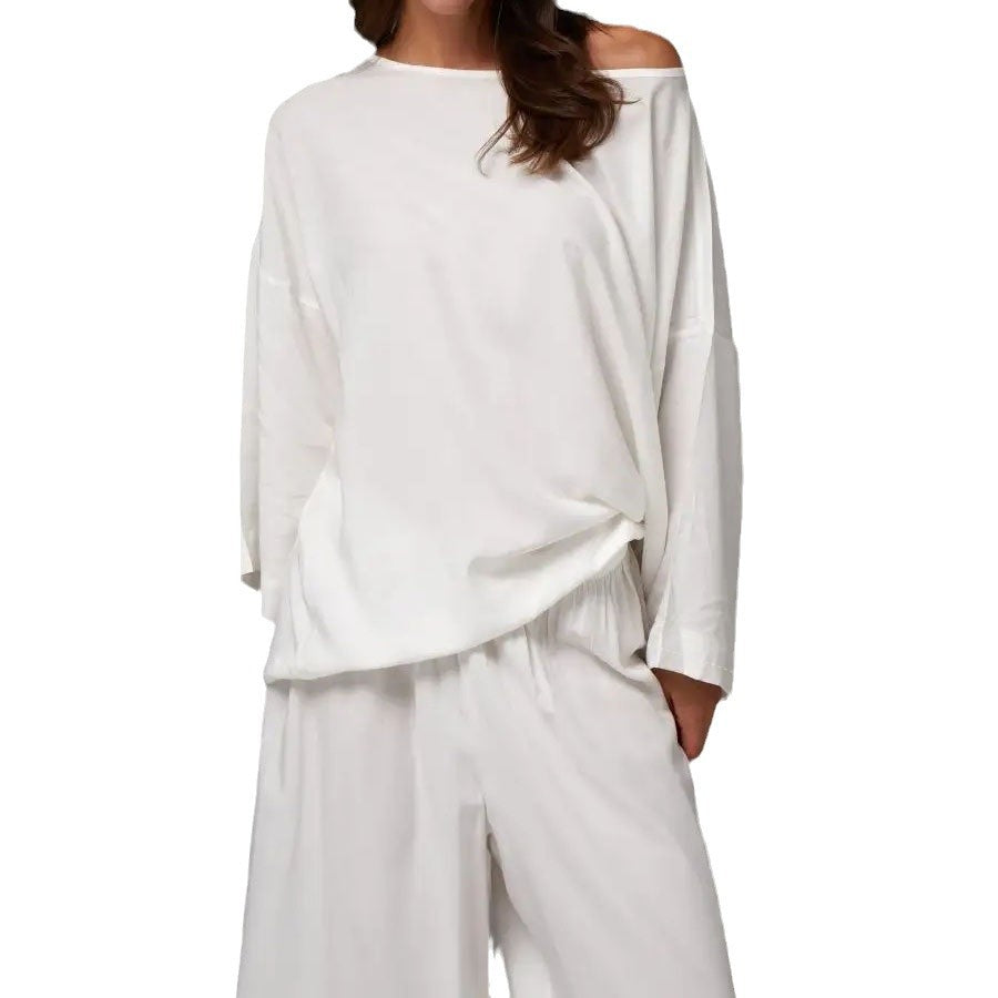 Damen Elegantes Lounge-Set mit weit geschnittenem Oberteil und Palazzo-Hosen Drune