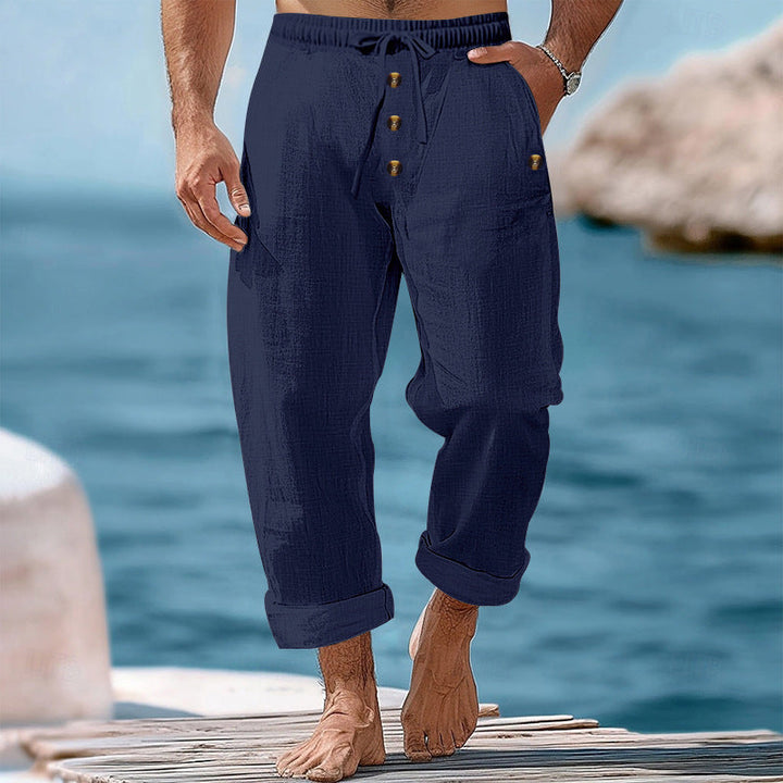 Herren lockere Strandhose mit verstellbarem Kordelzug und praktischen Seitentaschen Drune