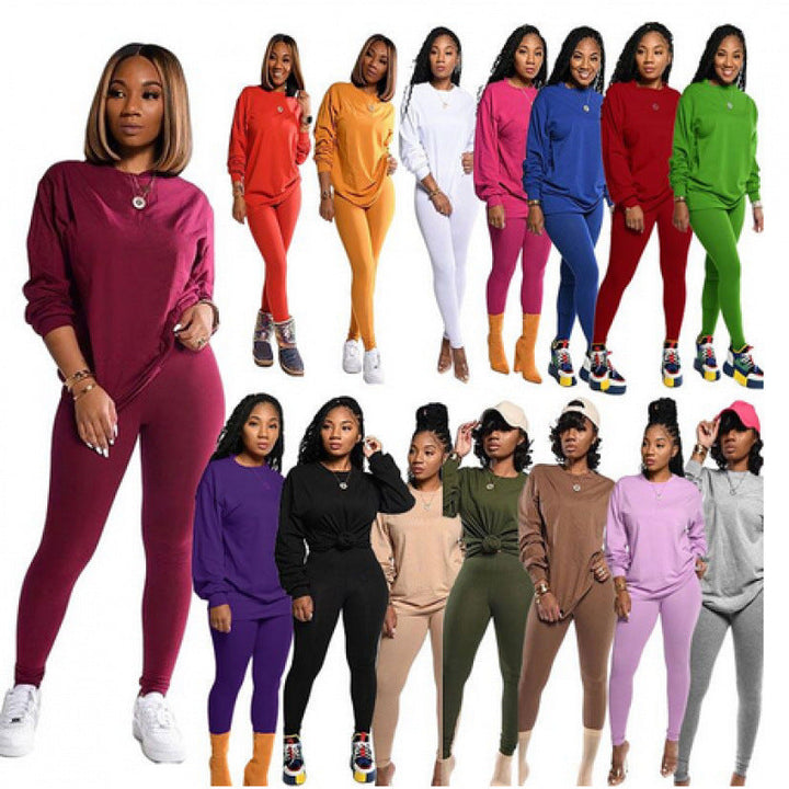 Damen Langarm Schlafanzug Set mit elastischen Hosen Drune