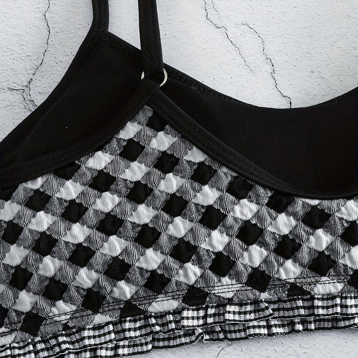 Damen lässiger Crop-Top Bikini Drune