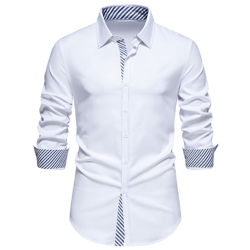 Herren Stilvolles Langarmhemd mit gestreiftem Detail Drune