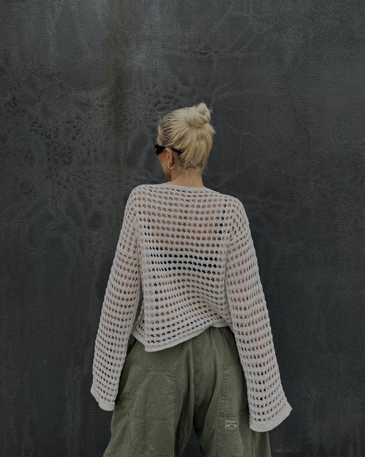 Damen luftiger Netzpullover Drune