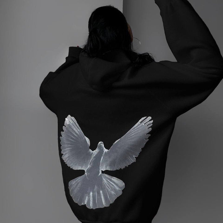 Damen Kapuzenpullover mit einzigartigem Vogelmotiv und lässigem Schnitt Drune