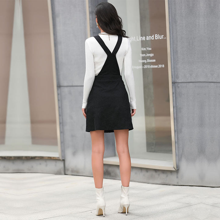 Damen Trägerrock mit Knopfleiste und eleganten Details Drune