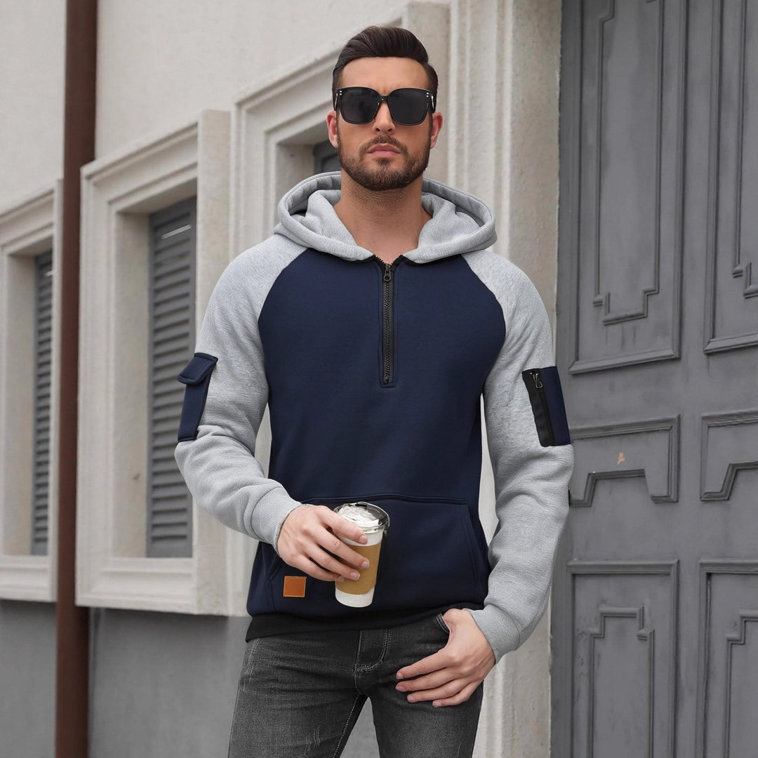 Herren Modischer Kapuzenpullover mit praktischen Reißverschluss-Details und sportlichem Schnitt Drune