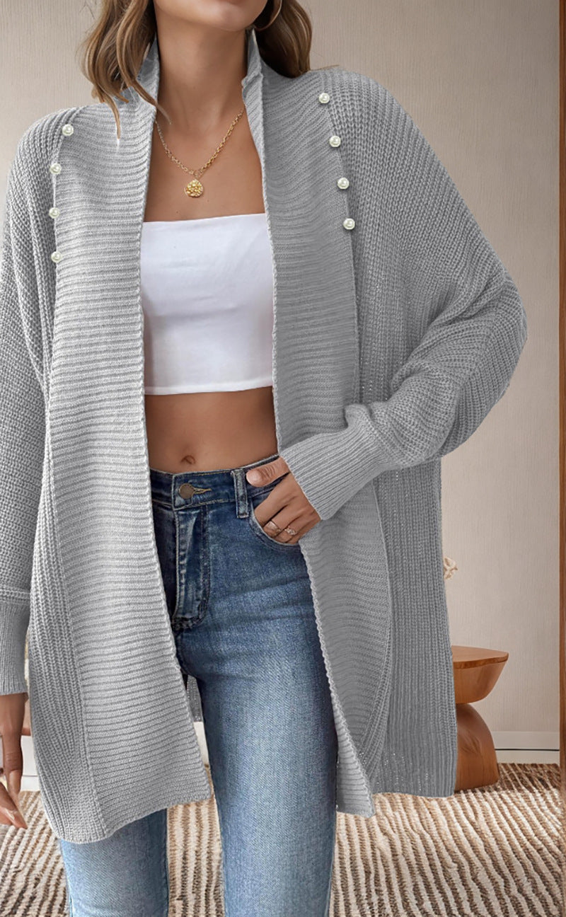 Damen Strickjacke mit dekorativen Knopfdetails und offenem Schnitt Drune