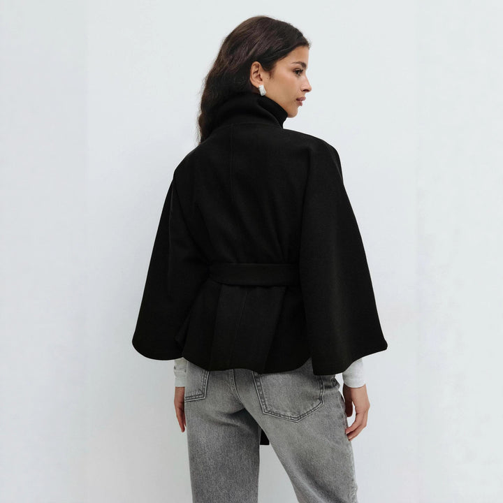 Damen Elegante Cape-Jacke mit Gürtel Drune