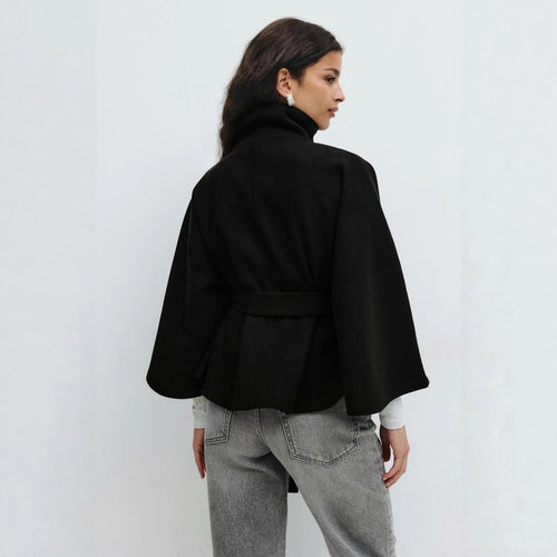 Damen Elegante Cape-Jacke mit Gürtel Drune