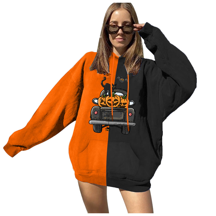 Damen Kapuzenpullover mit Halloween-Motiv und lässigem Schnitt Drune