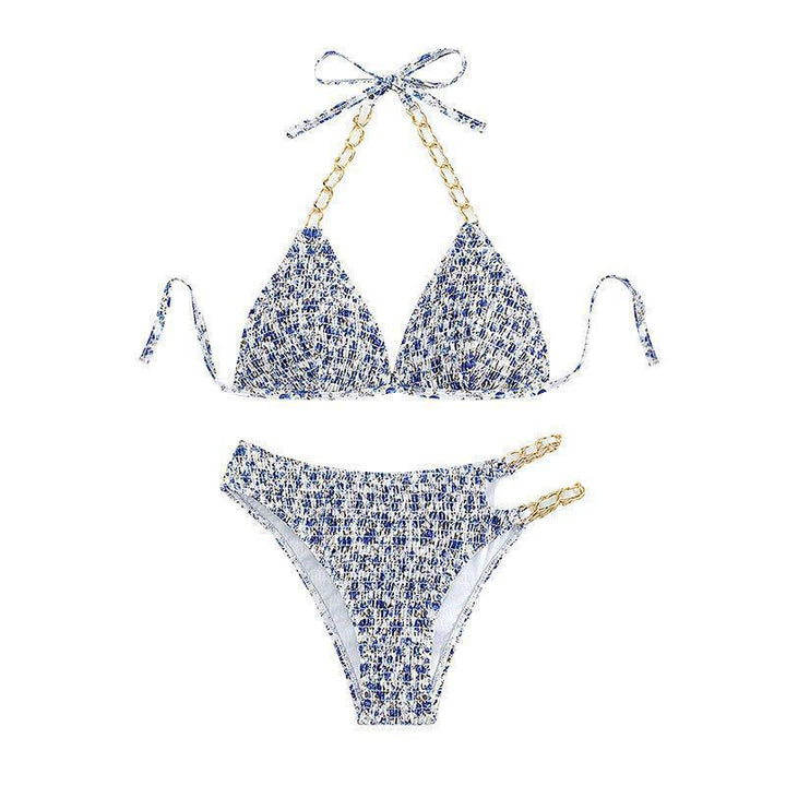 Damen Triangel-Bikini-Set mit glamourösen Kettendetails Drune