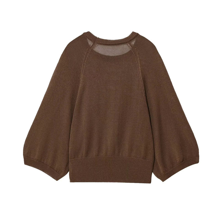 Damen lässiger Pullover mit Weitärmeln und elastischem Bund Drune