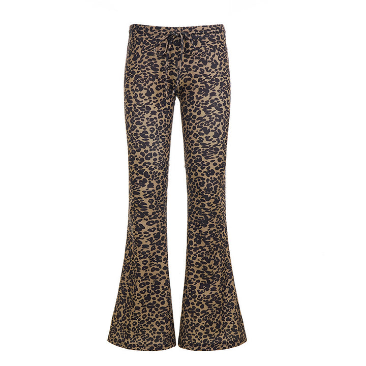 Damen Flared Leopardenmuster Hose Drune