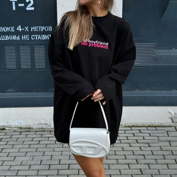 Damen Oversized Sweatshirt mit kreativem Statementprint Drune