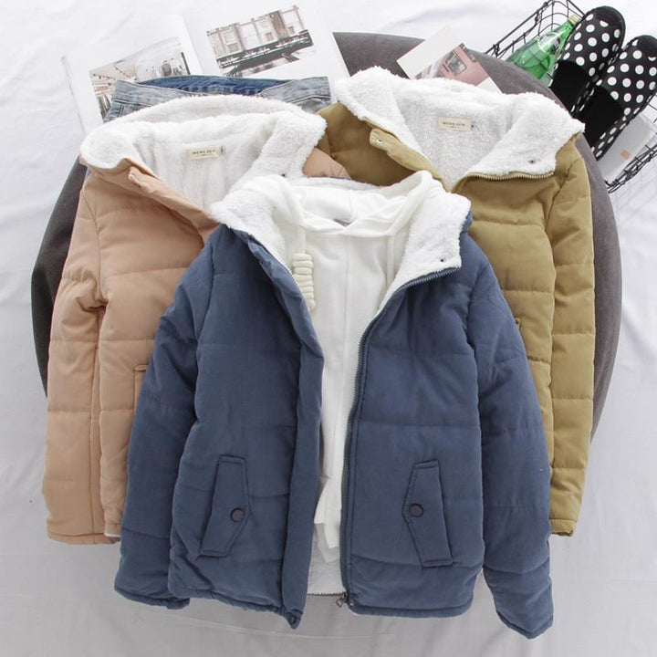 Damen gesteppte Übergangsjacke mit Kapuze und praktische Taschen Drune
