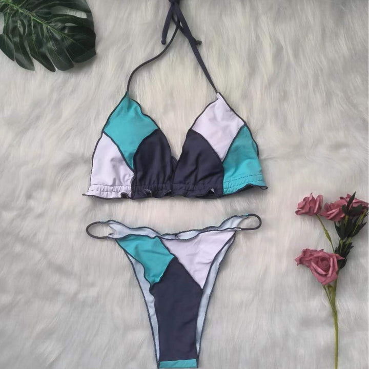 Damen Triangel-Bikini-Set mit geometrischem Design Drune