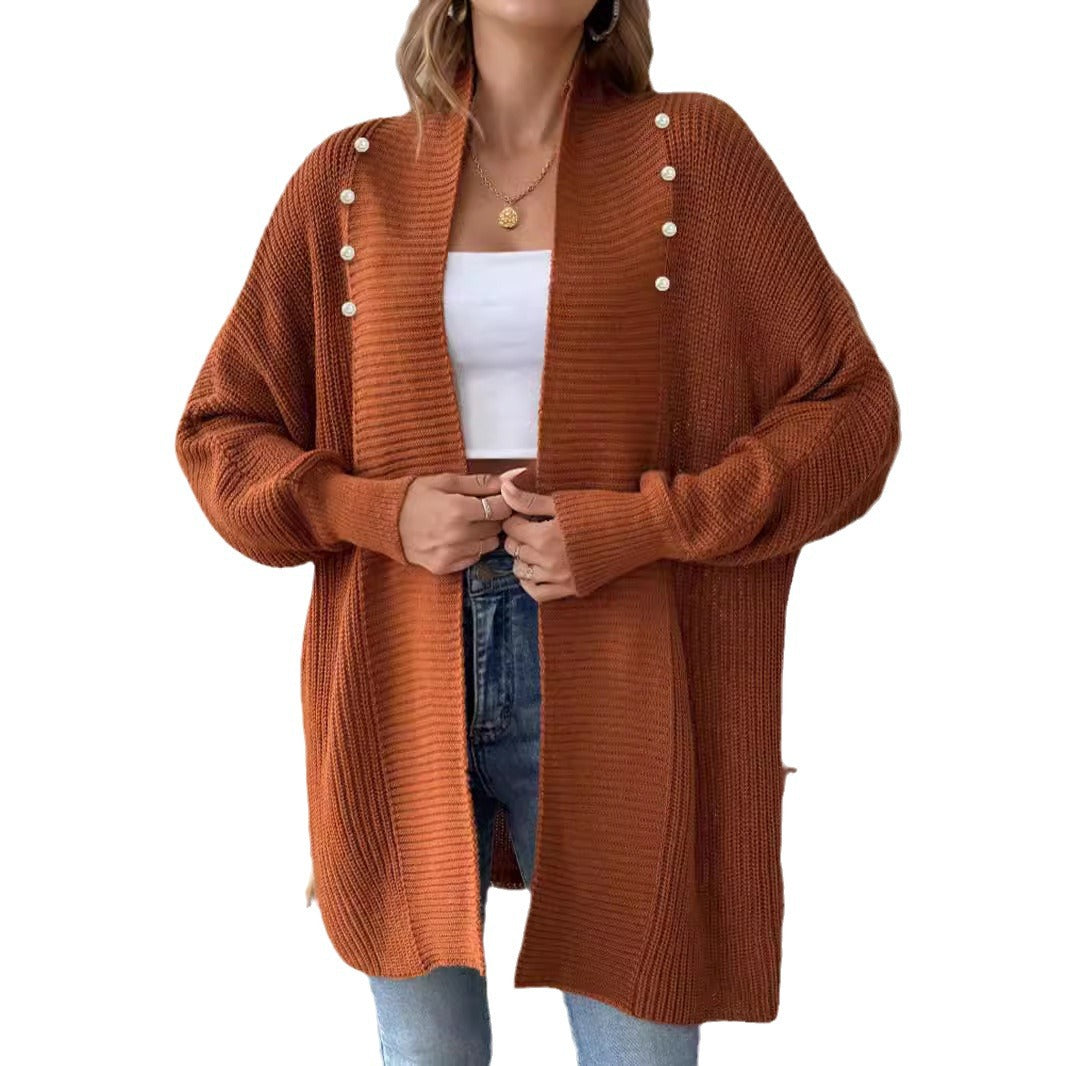 Damen Strickjacke mit dekorativen Knopfdetails und offenem Schnitt Drune