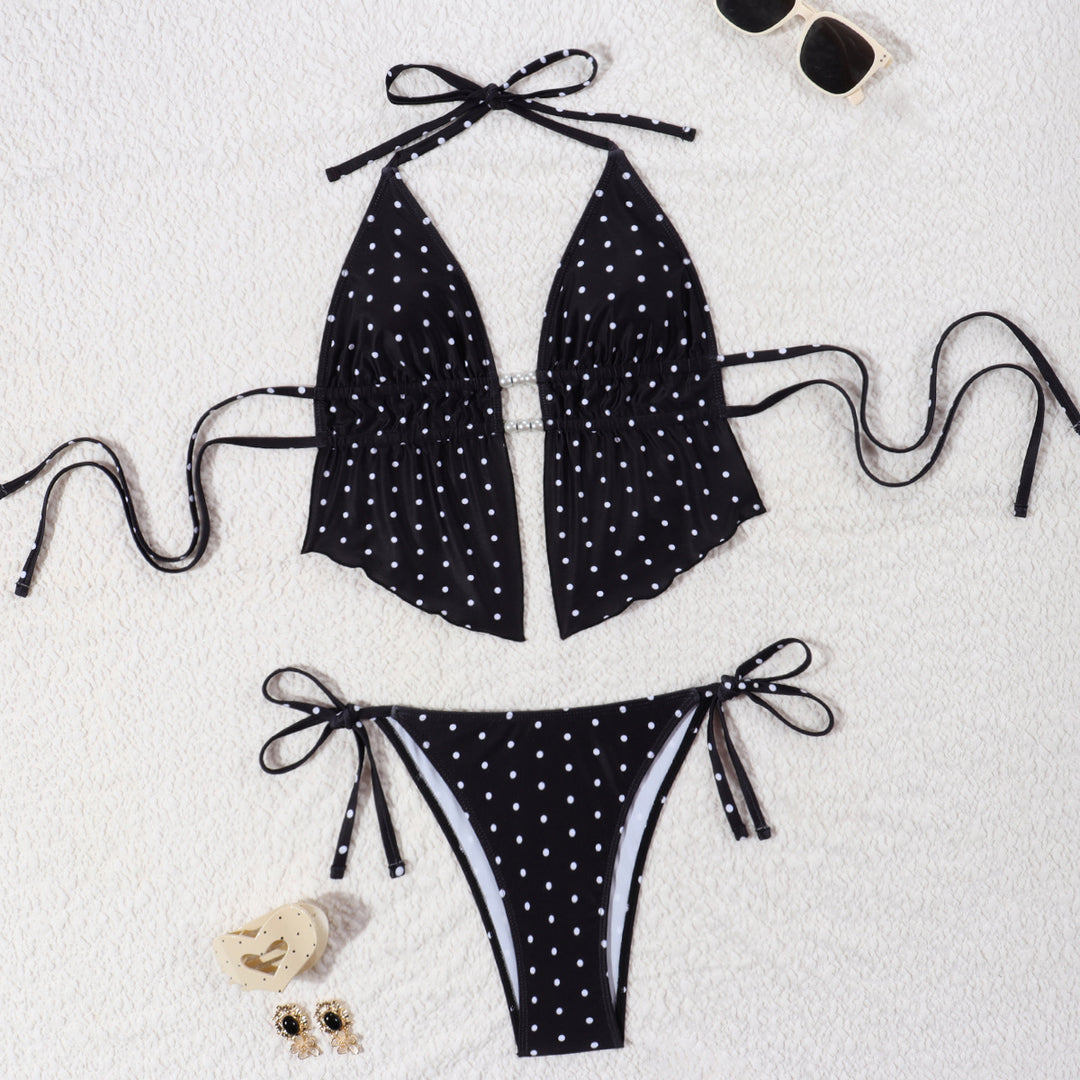 Damen Bikini-Set mit verspieltem Polka-Dot-Muster und verstellbaren Trägern Drune