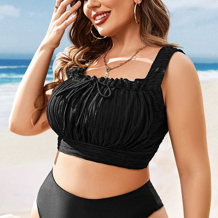 Damen Cropped Top Bikinioberteil mit modischen Rüschen Drune
