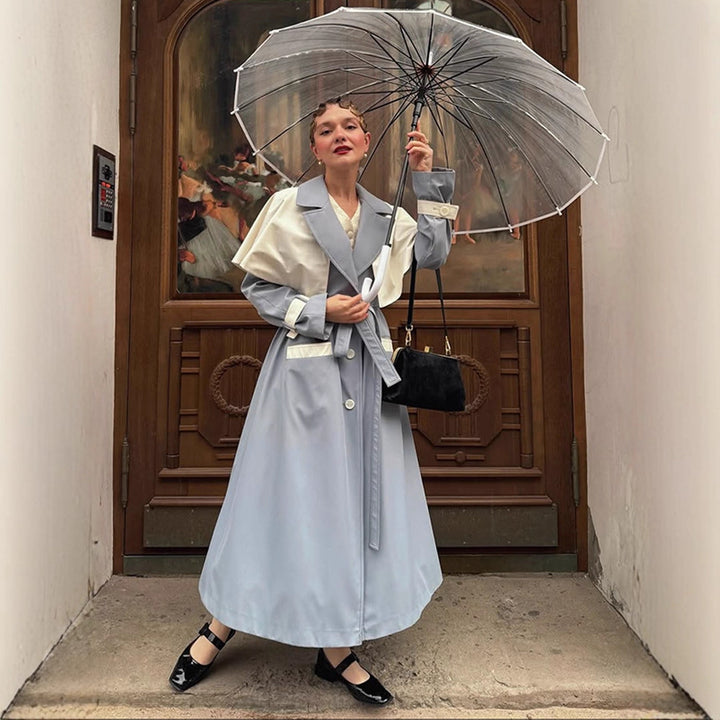 Damen modischer Trenchcoat mit kontrastierendem Farbdesign und eleganten Details Drune