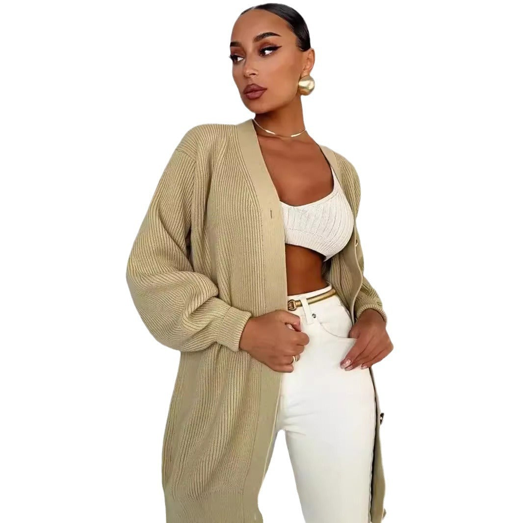 Damen Strickjacke mit oversized Schnitt und dekorativen Knöpfen Drune