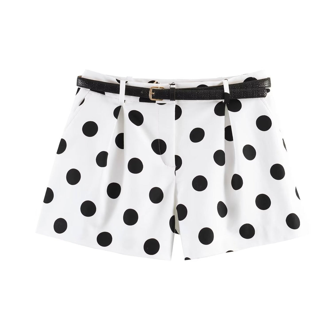 Damen High-Waist Shorts mit elegantem Faltenwurf und schmalem Gürtel Drune