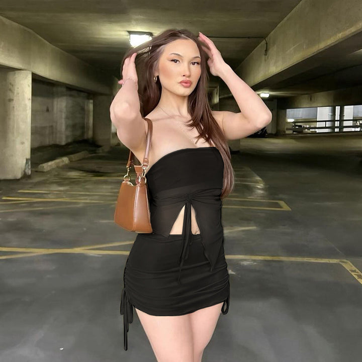 Damen Bandeau-Top mit asymmetrischem Schnitt und Rüschendetails Drune