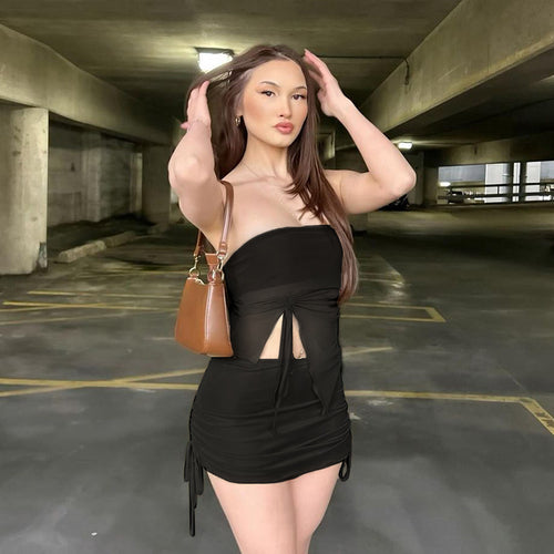 Damen Bandeau-Top mit asymmetrischem Schnitt und Rüschendetails Drune