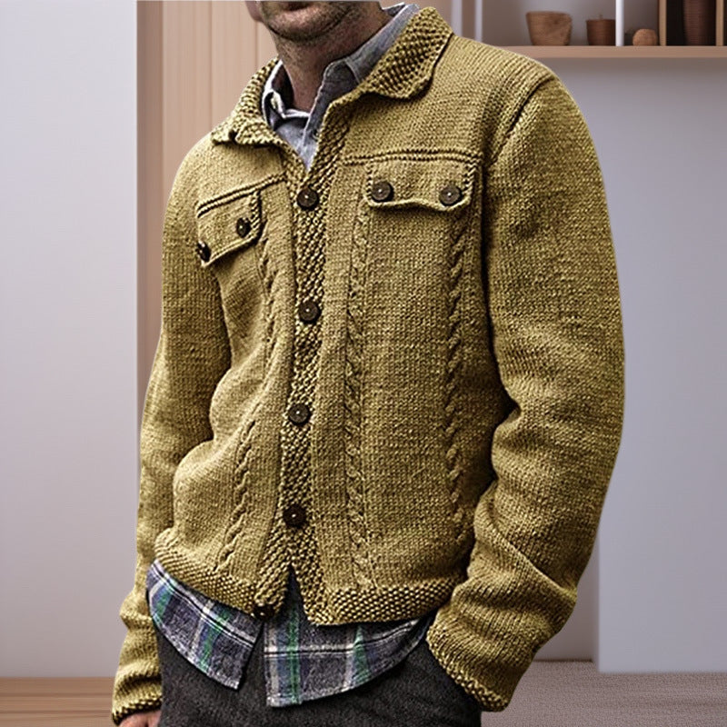 Herren Strickjacke mit Zopfmuster und praktischen Taschen Drune