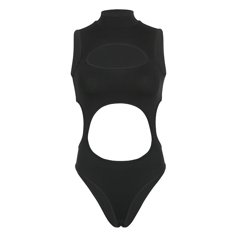 Damen Sportlicher Badeanzug mit hohem Kragen und raffiniertem Cut-Out Drune