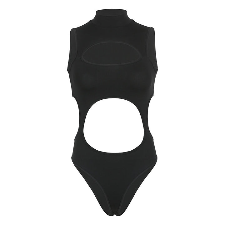 Damen Sportlicher Badeanzug mit hohem Kragen und raffiniertem Cut-Out Drune