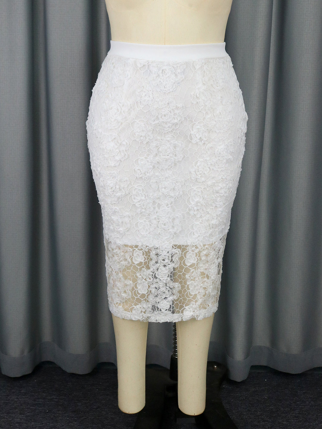 Damen Eleganter Spitzenrock mit floralen Details Drune