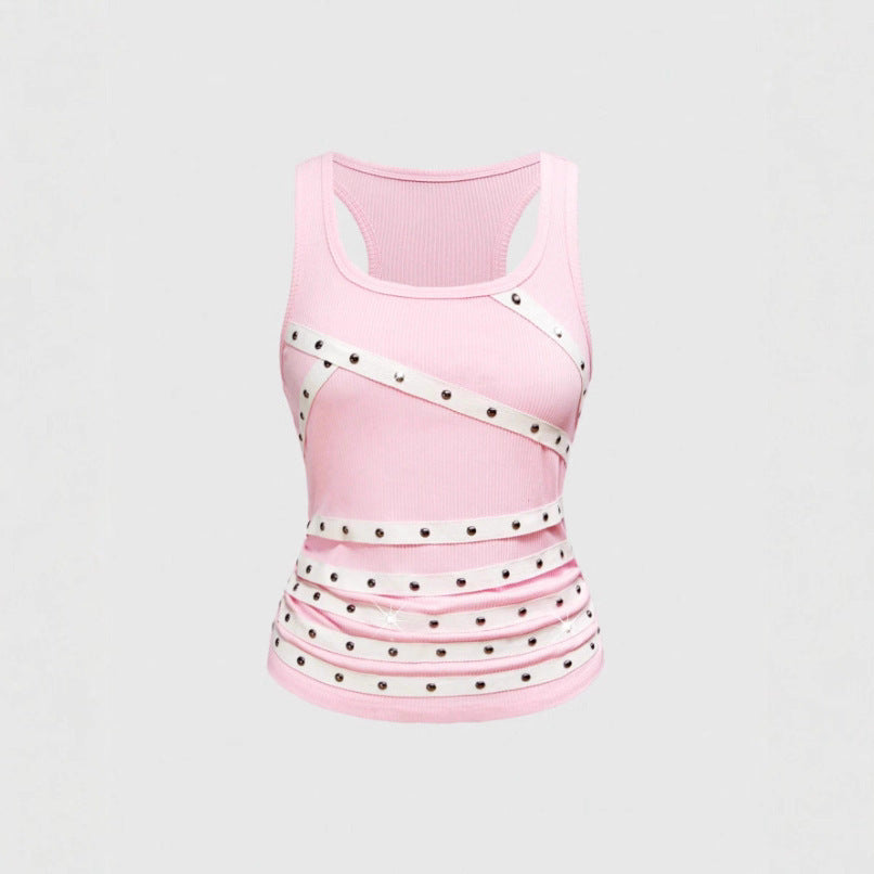 Damen Sportliches Top mit stylischen Nieten-Details Drune