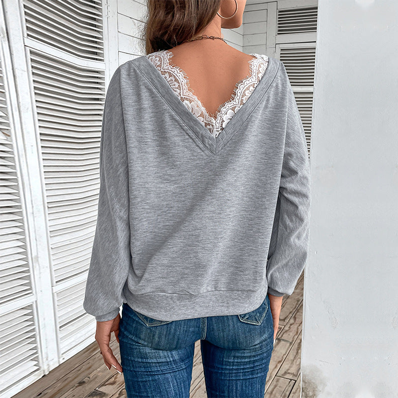 Damen praktisches Übergangsoberteil mit elegantem V-Ausschnitt und Alltagstauglichem Design Drune