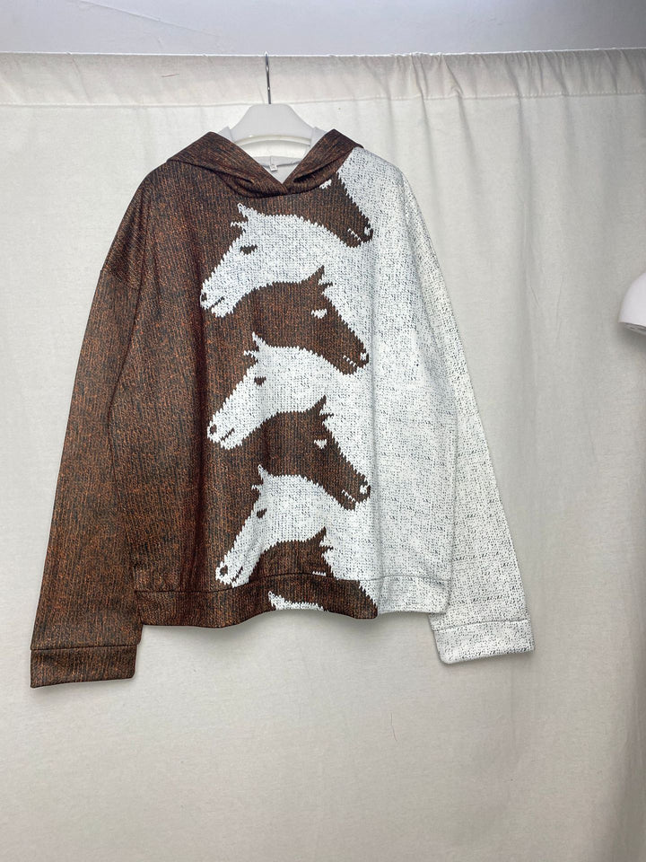 Damen Gemütlicher Hoodie mit Pferdemotiv Drune