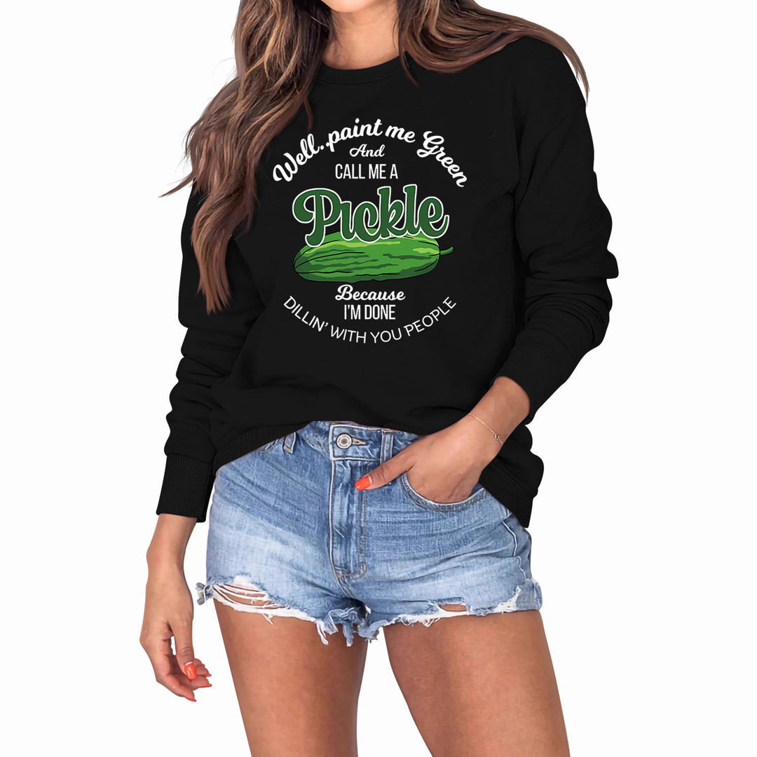 Damen Sweatshirt mit witzigem Gurkenmotiv und kreativem Druck Drune
