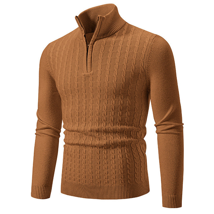 Herren eleganter Strickpullover mit hochabschließendem Reißverschluss Drune