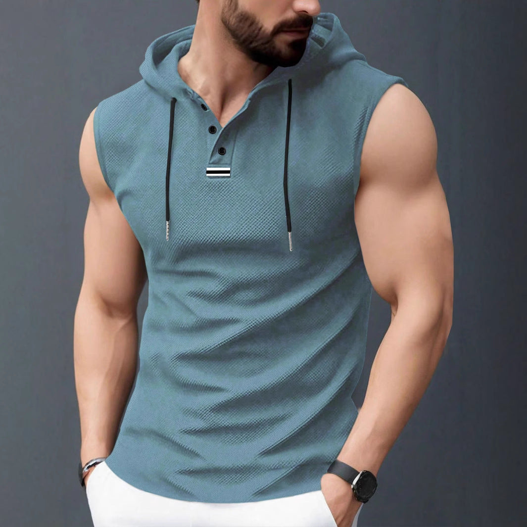 Herren ärmelloses Hoodie-Shirt mit strukturierter Oberfläche Drune