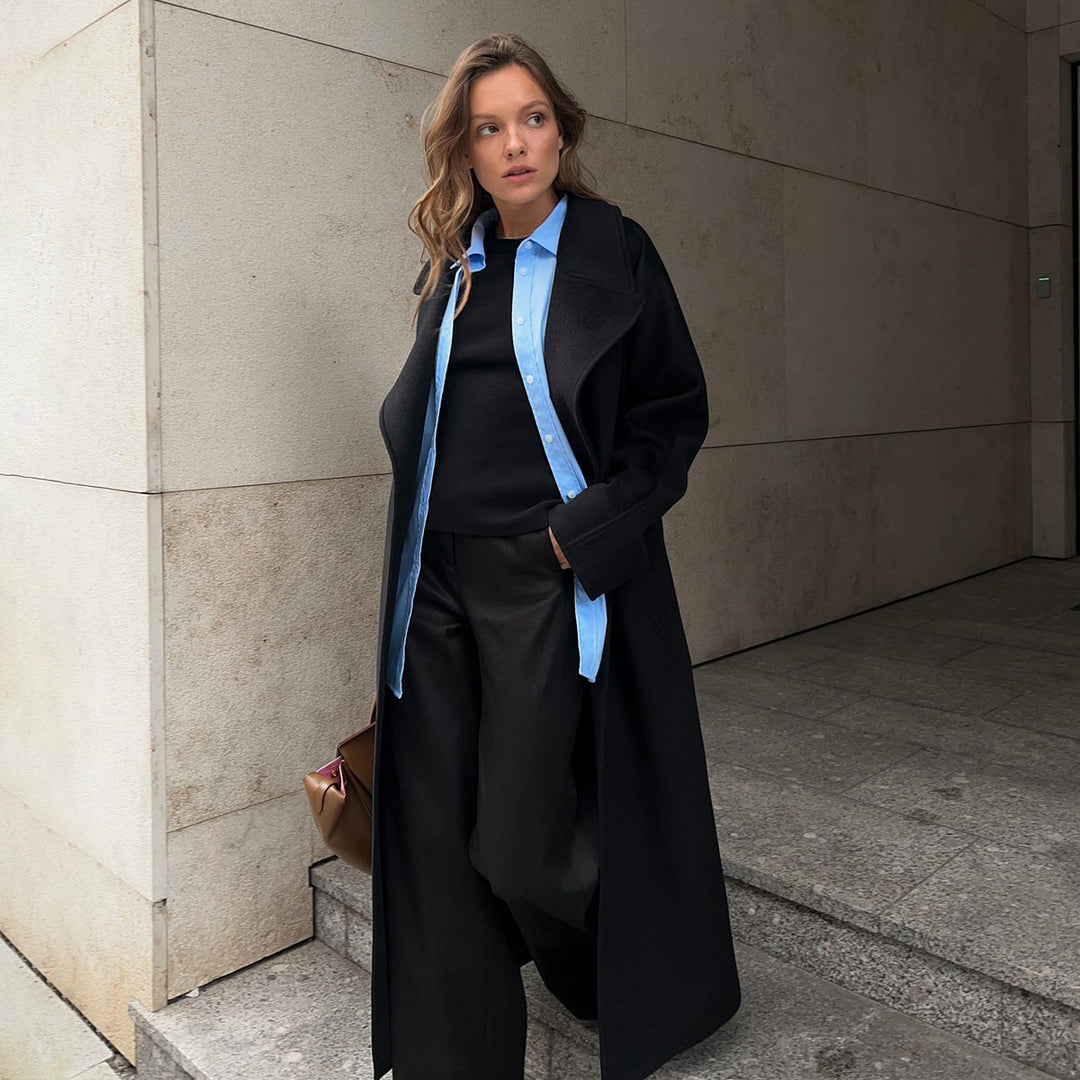 Damen Oversized Wollmantel mit elegantem Revers Drune