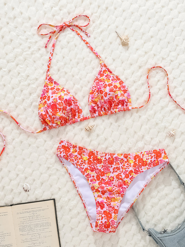 Damen Triangel-Bikini-Set mit verspieltem Polka-Dot-Muster und verstellbaren Trägern Drune