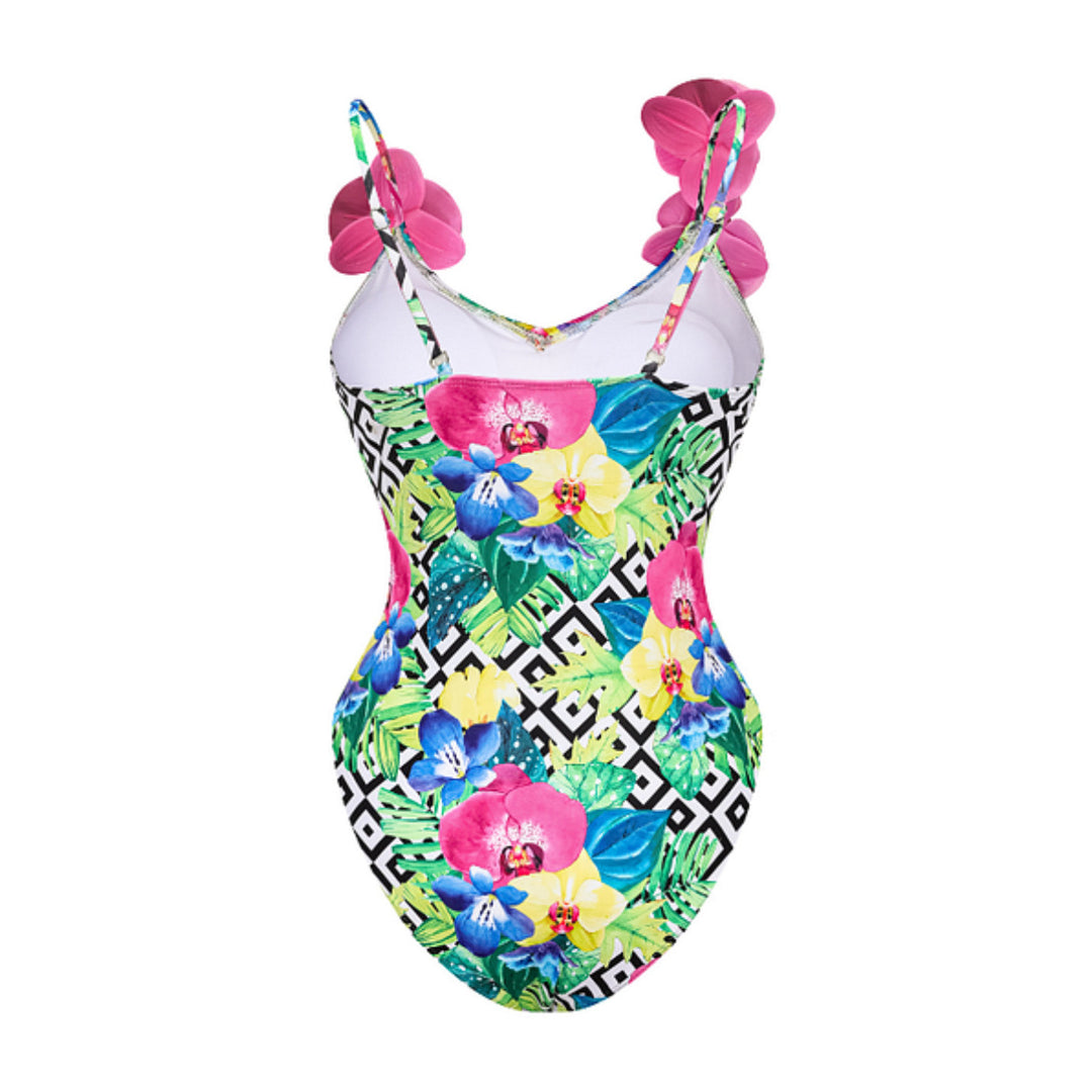 Damen Blumenmuster Badeanzug und Rock Set Drune