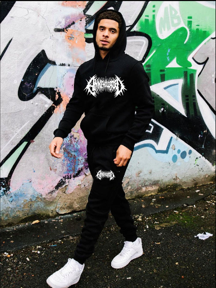 Herren Kapuzenpullover und Jogginghose Set mit auffälligem Grafikdesign Drune