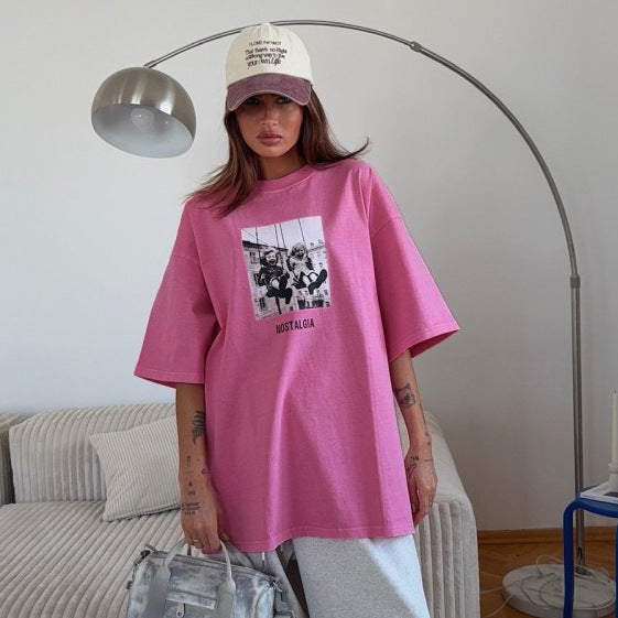 Damen Oversized T-Shirt mit nostalgischem Grafikdesign Drune