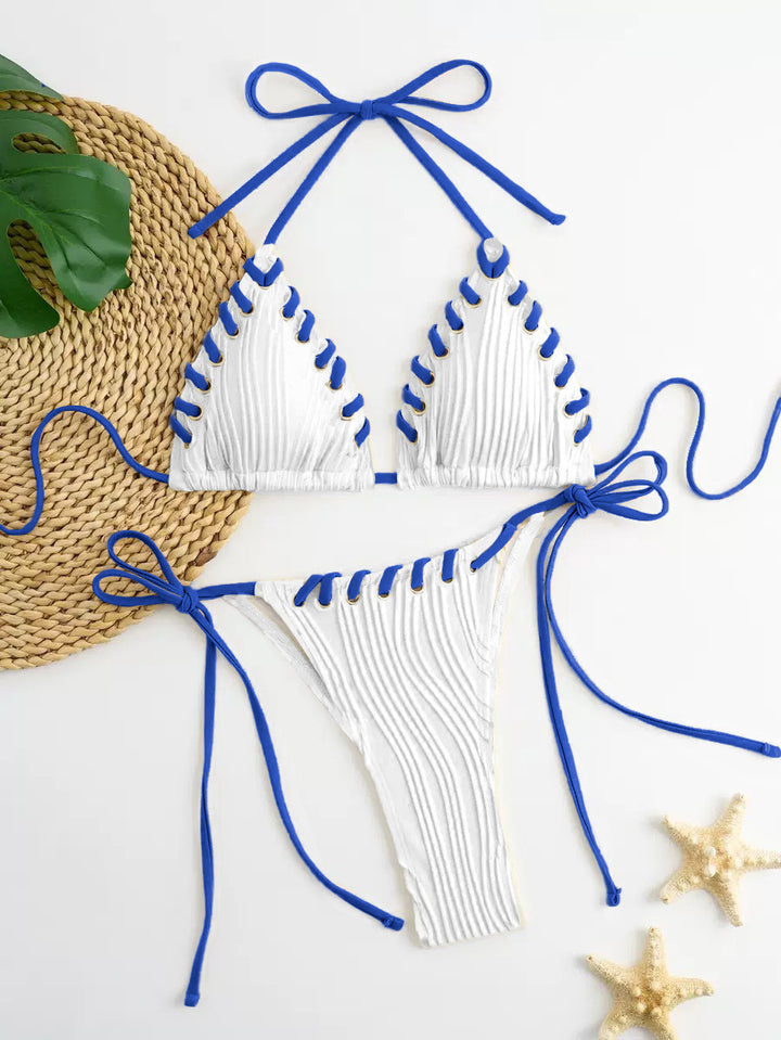 Damen Triangel-Bikini mit raffinierten Schnürdetails und moderner Rippstruktur Drune