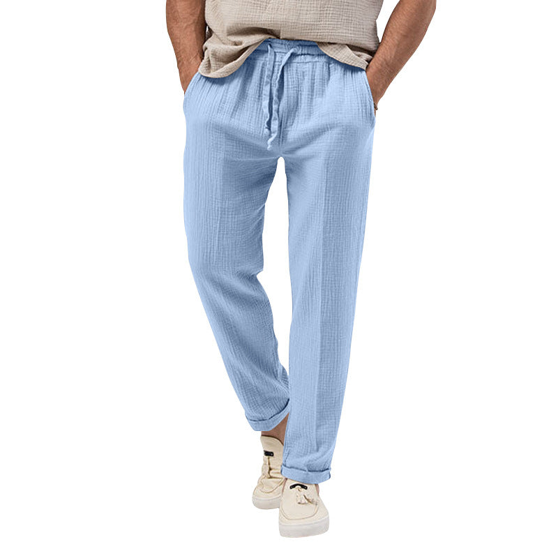 Herren nan lässige Leinen-Relaxhose mit elastischem Tunnelzugbund und praktischen Seitentaschen Drune