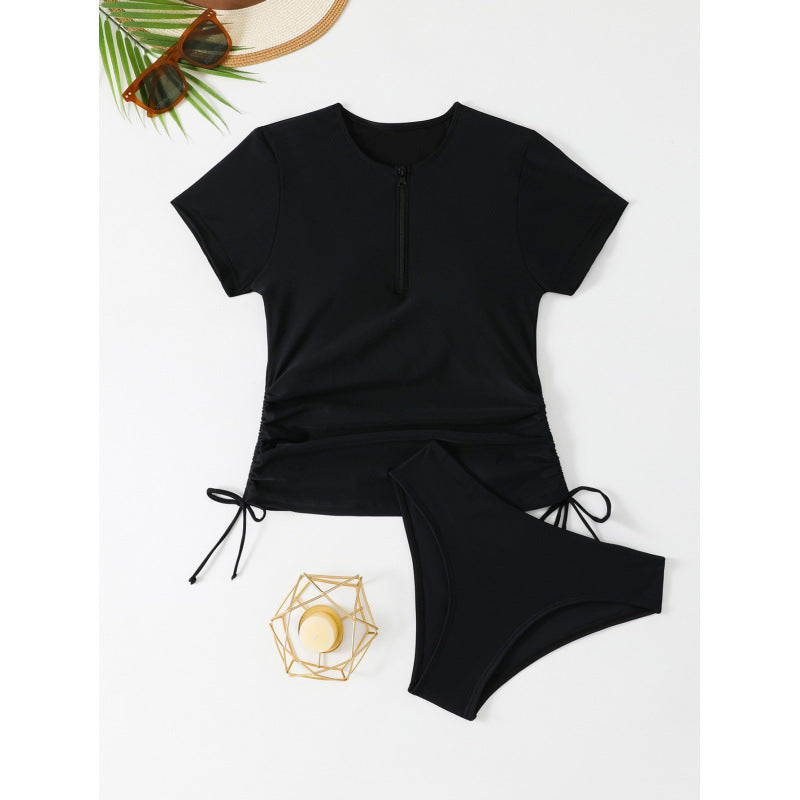 Damen Sportliches Bikini-Set mit kurzem Oberteil und verstellbaren Seiten Drune