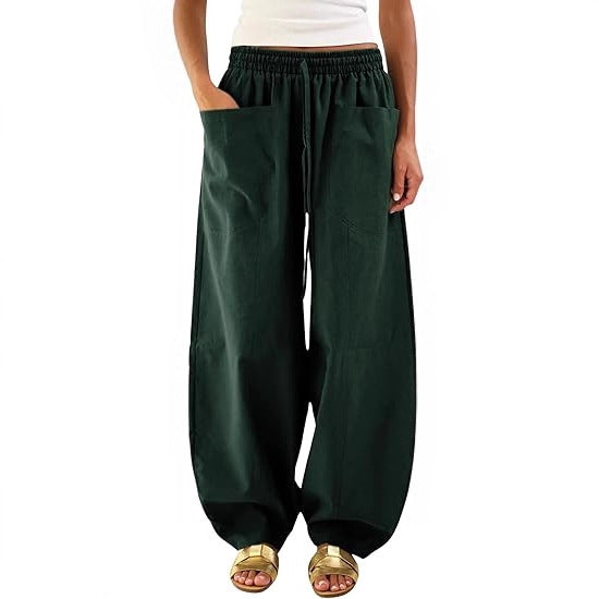 Damen weite Freizeithose mit elastischem Bund und praktischen Taschen Drune