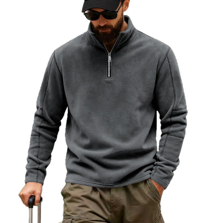 Herren nan leichter Fleece-Pullover mit halbem Reißverschluss und Stehkragen Drune